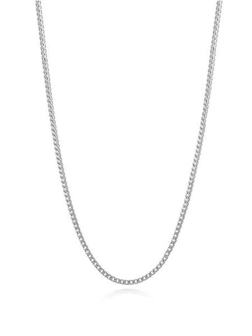 Nialaya Men's Necklace Men's Silver Cuban Link Chain in 2mm